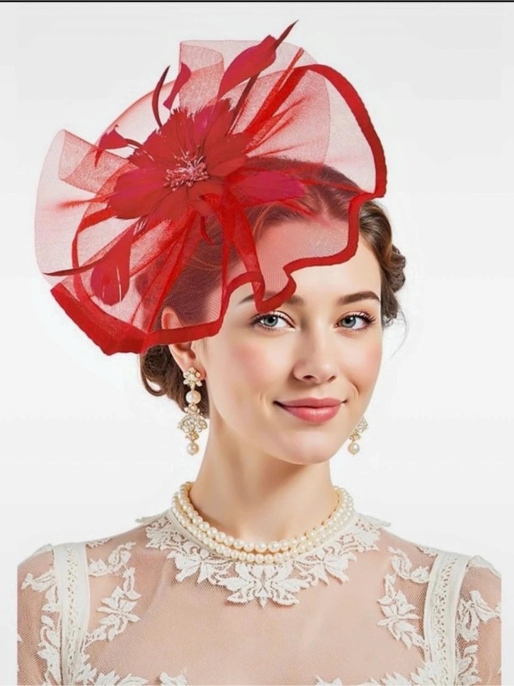 Red Feather Fascinator Hat